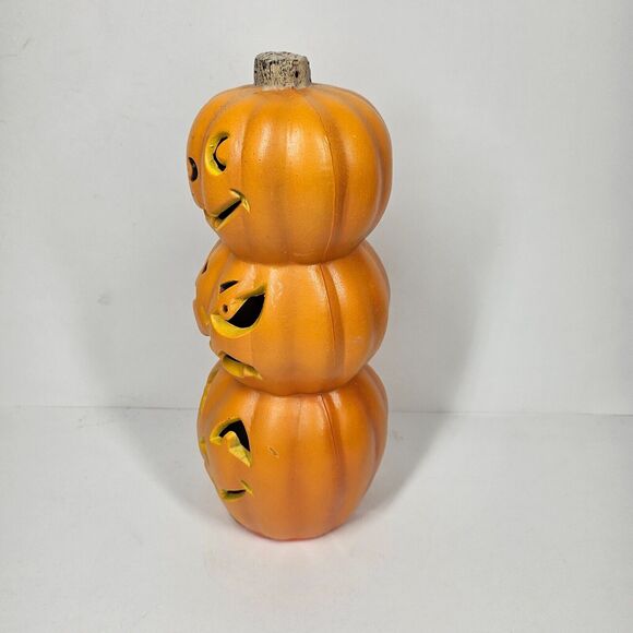3 Stacked Foam Pumpkins Halloween Jack O Lanterns 1998 Vintage NON WORKING - Picture 6 of 16